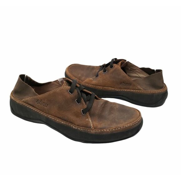 Ahnu Distressed Leather Brown Slip On Oxfords Fold Back Loafers 12- NO INSOLES - Picture 1 of 12